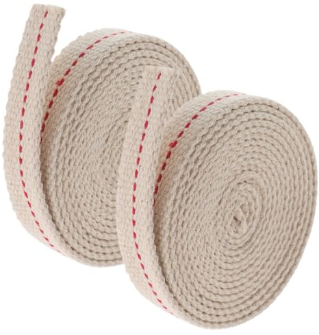 NUOBESTY Mèche en Coton 100% Pure Plate 12 CM de Large 2 Rouleaux 1 Mètre pour Lampe à Huile Remplacement Stable pour Lampes à Pétrole Camping et Éclairage Intérieur Vintage