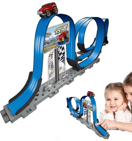 Tour Di Corse Di Auto Slot - Gioco Educativo di Veicoli Robusti - Circuito di Auto da Corsa Magnetica - Für Werkstatt Und Baustelle, Gerätereparatur, Projekte, Maschinist