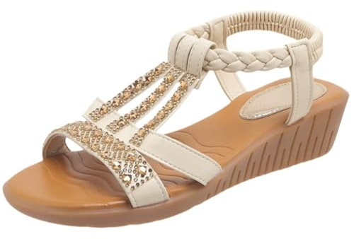 Generico Sandali Trekking Donna Eleganti Sandali Comodi Senza Tacco Punta Aperta Sandalo Elegante Antiscivolo Comode Leggeri Scarpe Piatti Trekking Spiaggia Mare