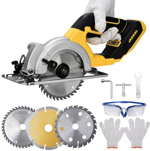 Cordless Circular Saw for Dewalt 20V Max Battery, 5.5 Inch, Tool Only | Brushless Mini Circular Saw with 0-45° Angle, 2 Saw Blades (140mm), Cutting Depth 48mm (90°) 33mm (45°), for Wood Cutting