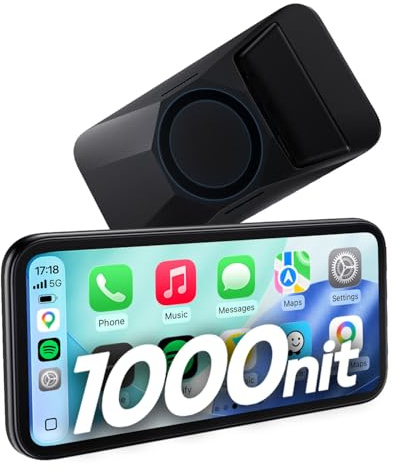 CarpodGo Mini Écran Portable sans Fil 6,9,luminosité de 1 000 nits,écran Arrondi à Cadre Uniforme,CarPlay Voiture pour Apple Car Play à 60fps Compatible avec Les Supports magnétiques