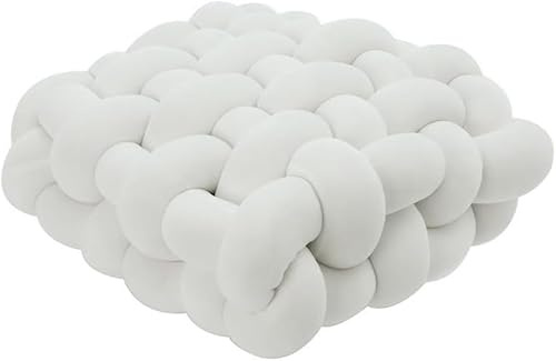 Weiches Knotenkissen Quadratisch - Plüsch Dekokissen Sofa Couch Bequemes Bodenkissen Erwachsene Kinder Kuschelkissen als Geschenk Wohnzimmer Schlafzimmer Büro Auto(White,40x40x12cm)
