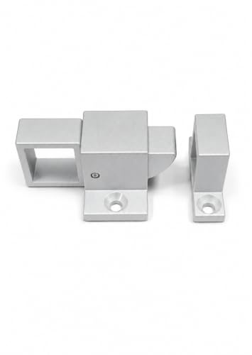 Golpete para Ventana y Puerta | Pasador de Sobreponer Retenedor de Aluminio | Pestillo Cierre Horizontal y Vertical para Armarios, Cajones | Tirador de Anilla (Anodizado Plata)