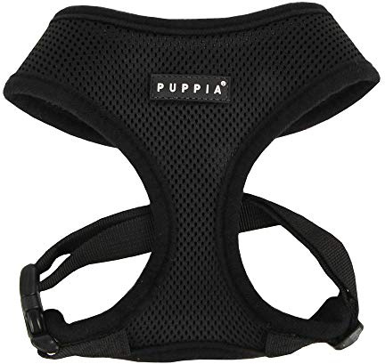 Puppia Hundsele för små och medelstora hundar – supermjuk i många färger – kan också användas som valpsele – anti-dragsele för hundar, svart, M