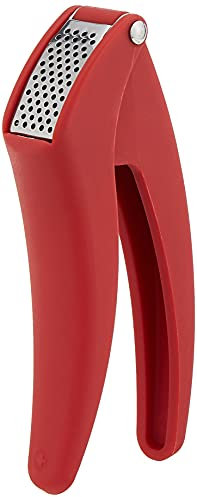 Kuhn Rikon Easy-Clean Garlic Press, No Need to Peel, 7” Red