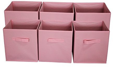 Sodynee Canasta de almacenamiento plegable de tela, 6 unidades, polipropileno (PP), color rosa nuevo, 28 x 26,7 x 26,7 cm