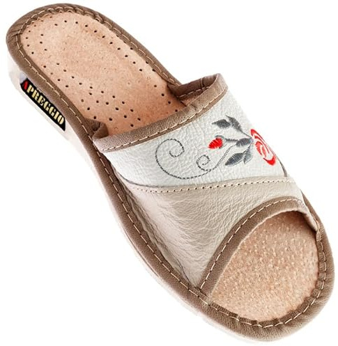 APREGGIO Zapatillas Mujer de Cuero – Zapatillas de Casa Mujer Practicas - Cómodo Zapatillas Casual Mujer - Zapatillas para Mujer con Suela de Goma Sólida – Hecho a Mano Pantuflas Mujer
