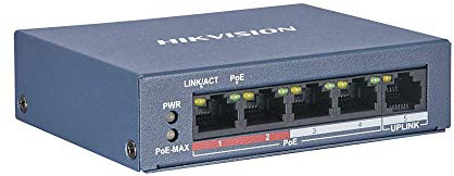 Hikvision - Conmutador Hikvision de 5 Puertos ~ 4 Puertos PoE de 100 Mbps ~ 1 conmutador de Red con Puerto Ethernet de 100 Mbps - DS-3E0105P-E/M