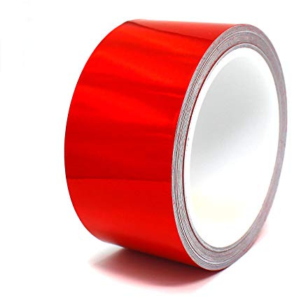 Finest Folia (1,79€/m) 10 Meter Hologramm Zierstreifen Basteln Möbel Auto Motorrad Modellbau Deko Dekorstreifen Klebestreifen selbstklebend DIY (Hologramm Rot, 50mm Breite)