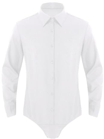 iiniim Homme Body Chemise Soirée Mariage Cérémonie Coton Justaucorps De Danse Jazz Latine Chaca Combinaison Chemise Manches Longues Blanc L
