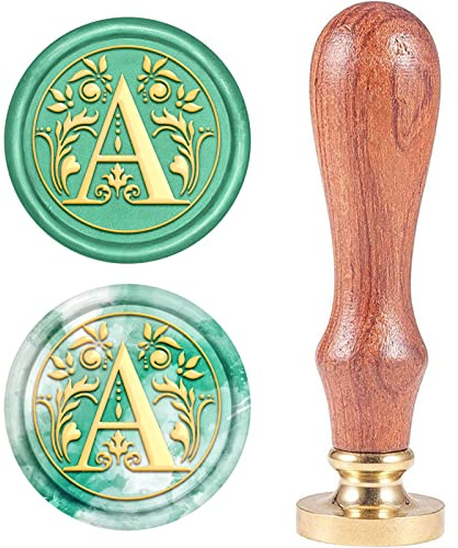 CRASPIRE - Sello de Cera con Iniciales de Alfabeto Retro, Clásico, Vintage, 26 letras AZ, Cabeza de Latón Extraíble, Mango de Madera para Sobre, Invitación, Adorno, Decoración de Regalo (Letra A)