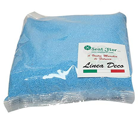 Seat Flor srl® Farbiger Sand, colored sand, beutel sand, Sand zur Dekoration von Vasen 0,5 mm Beutel mit 1 kg (25 Farben erhältlich) (Hellblau)