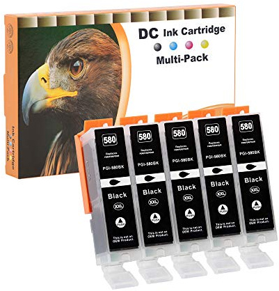 D&C 5X Schwarz Druckerpatronen Kompatibel für Canon PGI-580 XXL Ersatz für Canon Pixma TR7550 TR8550 TS6150 TS6151 TS6250 TS6251 TS8150 TS8151 TS8152 TS8250 TS8251 TS8252 TS9150 TS9155 TS9550