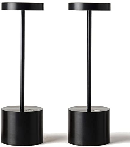 SAKRINGT 2 Pack Rechargeable Table Lamp, LED Cordless Table Lamp,5000mAh Battery Operated Portable Table Light,Dimming for Restaurant/Patio/Outdoor(Black)