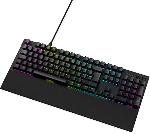 NZXT Function Clavier mécanique Gamer pour PC - Éclairant - Switches RGB linéaires compatibles MX remplaçables à Chaud - Clavier Gamer - Noir FR (AZERTY)