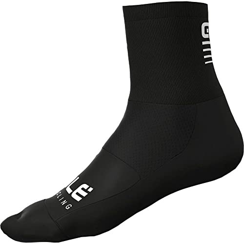 ALE' Unisex Strada 2.0 Q-Skin 14cm Fahrradsocken, Schwarz, M