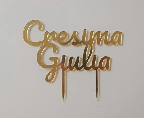 CAKE TOPPER CRESIMA CON NOME A SCELTA CAKE TOPPER IN PLEXI COLORE A SCELTA DIMENSIONE 18 CM X 14 CM