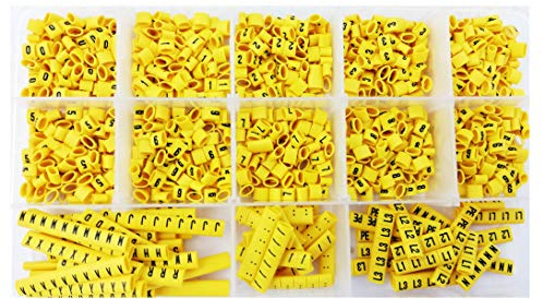 OznaczTo Kabelbeschriftung Clip 1460 Stück - Kabelmarkierer 0-9, Alphabet - Größe 0,75 mm², 1,5 mm² und 2,5 mm² - Verpackt in einer Kunststoffbox mit 10 Kammern (1460 Stück - Größe 2,5 mm²)