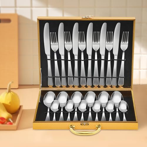 Juego de Cubiertos de Acero Inoxidable para 6 Personas - Cubertería de Mesa para Hogar, Cocina y Restaurante