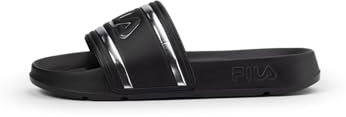 FILA Damen Morro Bay Logo Slipper wmn Slide Sandal, Black-Silver, 40 EU