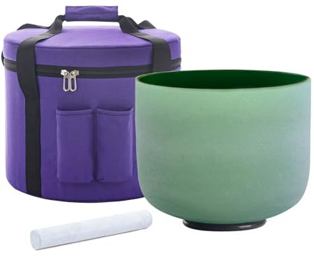 Hye-eun Kristall Klangschale,Grün Gefärbt 8 Zoll F Note Herzchakra mit Tragetasche für Klangheilung (20.3cm) Sound Bowl