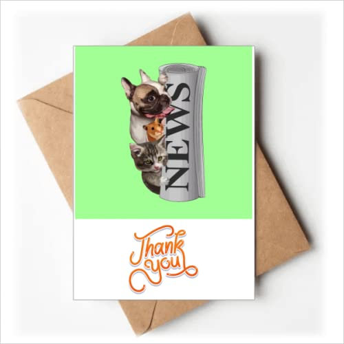 Roll Newspaper Pet Group Art Deco Fashion Thank You Cards Envelopes Blank Note