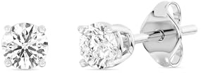Gilded 1/4 ct. T.W. Round Lab Diamond Stud Earrings for Women | 925 Sterling Silver Studs | Hypoallergenic Fine Jewelry | 4-Prong Basket, Push Back Nut | SI1 Clarity, F Color, Round Cut