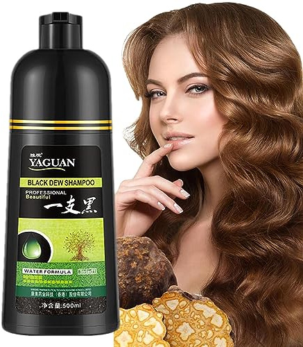 Shampoo colorante nero, 500 ml, shampoo colorante vegetale a lunga durata, shampoo colorante per capelli in pochi minuti, formula acqua, colore nero a lunga durata, ad azione rapida, Tsuchiya