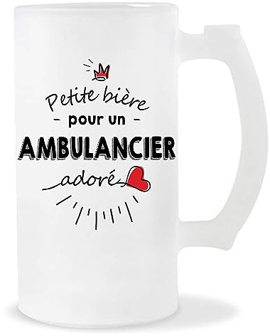 Planetee Verre à bière Ambulancier adoré | Chope de Bière Pinte Idée Cadeau Humour Collègue famille Homme Anniversaire Noël