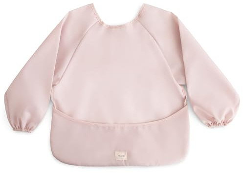 mushie Babero con Mangas Bebé Manga Larga | Baberos con Mangas Impermeables Bebé | Ajuste Ajustable para 6-24 Meses | Color: Blush