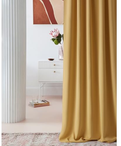 ROOM99 Vorhang mit Ösen Laurel 140 x 250 cm Breite x Höhe Verdunkelung Blickdicht Schiebegardinen Curtain Wohnzimmer Schlafzimmer Senf, 1 Stück