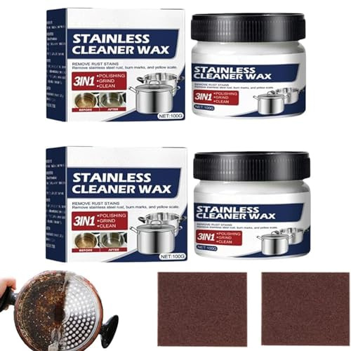 100g Pasta per pulizia in acciaio inossidabile Pentola Pan Nero Dirts Cleaner Forno Lucidatura Mentale Scratch Rust Remover Pentole Crema per la pulizia (2PCS)