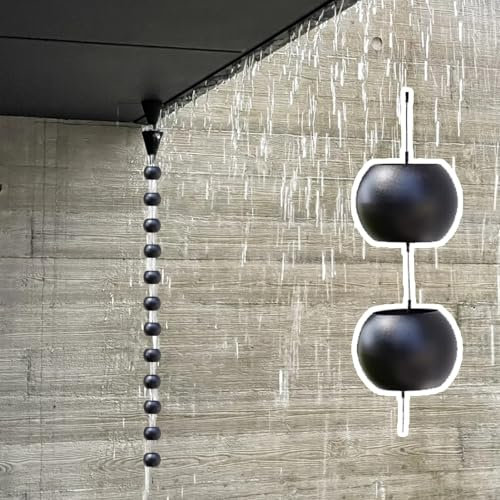 Catena da Pioggia Catena Nera Raccoglipioggia per Drenaggio Grondaia, Deviatore di Grondaia per Giochi D'acqua Esterni, Catenelle per Grondaie Regolabili con Gancio ( Color : Style 1 , Size : 3.5m (11