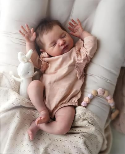 Bambole Reborn Femmine 50Cm Realistici Bambole Vere Realistiche di Silicone con Corpo Morbido Bambole Neonate Originali Sembra un vero Bambina Ragazza con gli occhi chiusi dormire