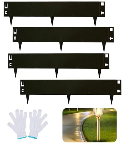 Garden Gear Heavy Metal Border 4 Pack Steel Edging 22cm Long & 16cm High Easy Installation Rustproof Landscaping Flowerbed Pathway Edge