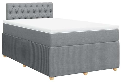 vidaXL Boxspringbett mit Matratze Hellgrau 120x200 cm Stoff