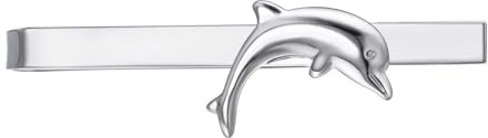 Asienice Pince à cravate fine en acier inoxydable pour homme Motif dauphin Argenté, no, Métal non précieux, Cristal