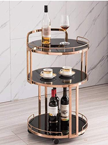 Kitchen Serving Trolley Cart with Wine Cabinet and Wheels for Hotel Tea Drink Service Modern Silver and Black Design