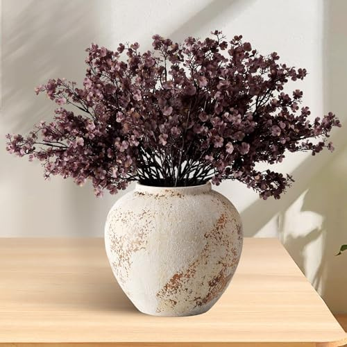 JAKY-Global 12 künstliche Schleierkraut Blumen, Vintage Violett - Kunstseide Herbstdeko für Tischvase, Zuhause & Halloween-Deko