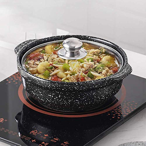 KJULKJKHJ Nonstick Stock Pot Casserole Ceramic Heat Resistant Maifan Stone with Glass Lid Soup Hot Pot Slow Cooker Bibimbap