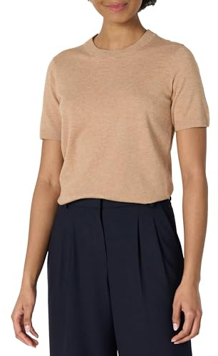 Amazon Essentials Pullover a Maniche Corte dalla Vestibilità Regolare Donna, Cammello Puntinato, L