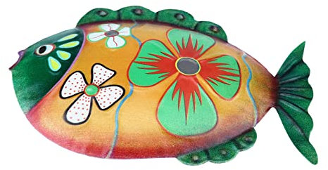 HOOTNEE Tropischer Fisch Wanddeko aus Handgefertigte Hängedekoration für Innen und Außeneinsatz Kreative Gartendeko für Terrasse und Gartenwand