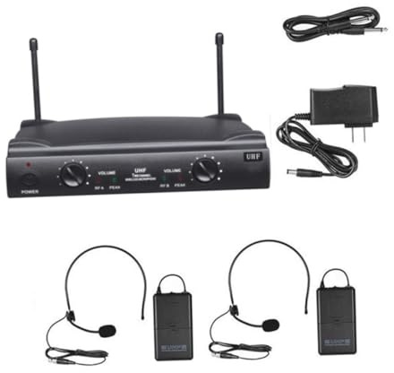 TOYANDONA Micrófono Inalámbrico De Canales UHF 2 Petacas 2 Micrófonos De Diadema Receptor UHF Kit Karaoke (UE)