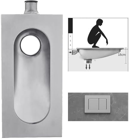 XAoSCd Toilettes À La Turque Modernes pour Petites Salles De Bains, en Acier Inoxydable, sans Odeur Et sans Coude en S, D,F