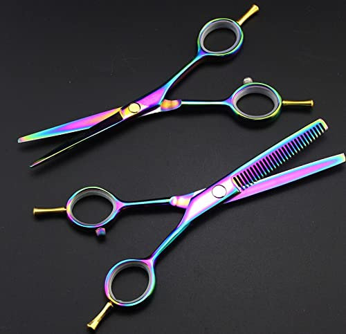 Haarschneideschere, professionelle 5, 5 Zoll zweiseitige Schere, bunte Effilierschere, Friseurschere zum Schneiden von Haaren