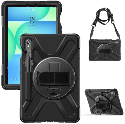 Custodia protettiva per Samsung Galaxy Tab S10 Lite SM-X406 da 11,9 pollici 2025, resistente, robusta, antiurto, con tracolla, custodia protettiva in silicone per bambini (nero)