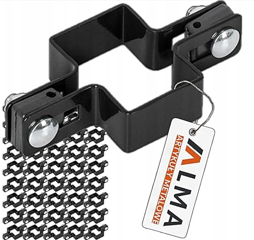 Alma Manufacturer Doppelstabmattenzaun Befestigung - 6x4 cm - Zaunverbinder Befestigungsklemme - Schwarz 50 Stück