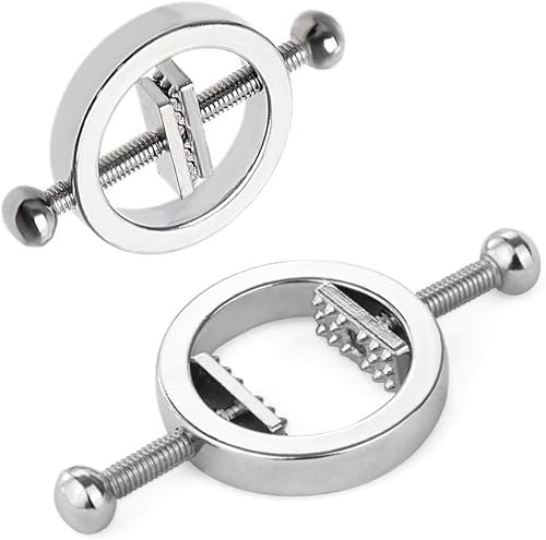 Rudfovn 2 Pcs Nipple Clamps Women Adult, Stainless Steel Adjustable Non-Piercing Nipple Rings for Ladies and Couples' Play