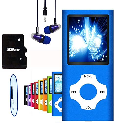Hotechs MP3-Player/MP4-Player, MP3-Player mit 32 GB Speicherkarte, schlankes Design, digitales LCD-Display, 4,6 cm (1,8 Zoll) Display, FM-Radio