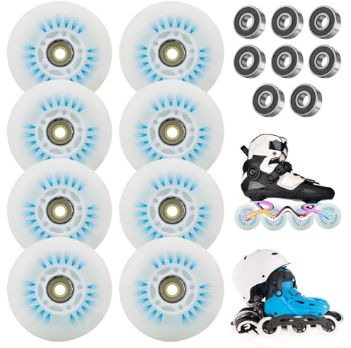 Porfoyo Inline-rullar, 80 mm inlines rullar 8 stycken, inline-skridskor delar hjul med kullager, inlines skridskor, universella PU-hjul för alla typer av rullskor